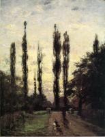 Steele, Theodore Clement - Evening, Poplars